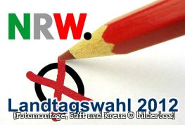 Landtagswahl 2012 (Fotomontage, Stift und Kreuz © bilderbox)